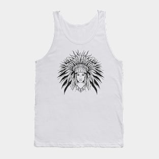 Young Girl in War Bonnet Tank Top